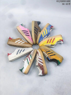 Adidas originals x GUCCI Gazelle 阿迪達斯 x 古馳 低幫 聯名款 紅白天鵝絨 系帶時尚板鞋男女同款