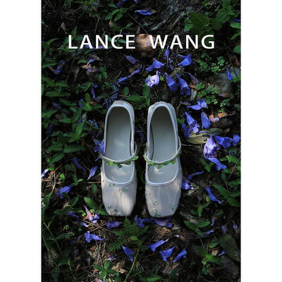 【LANCE WONG】 瑪麗珍鞋 女 新款ins韓國超仙女春夏蕾絲一字式扣帶 芭蕾平底低跟