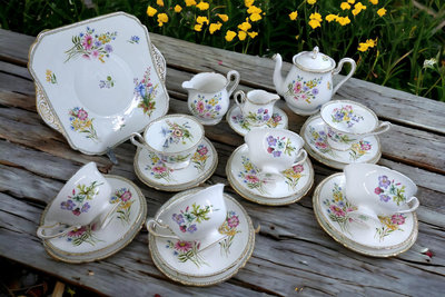 【Sunshine Antiques】Shelley Wild Flowers 英國骨瓷茶杯組牛奶壺蛋糕盤茶壺 F.56