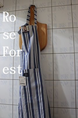 Rose Forest 薔薇森林~~ 北歐風 丹麥 lexington 藍白條紋 全身圍裙 80×105