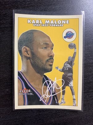Karl Malone 2000-01 fleer tradition 老卡 簽名 復古 籃球卡