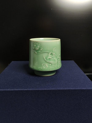 龍泉青瓷梅子青觀音蓮花主人杯容量120毫升慧仙青瓷。