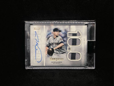 2019 Topps Luminaries Jacob DeGrom 地瓜 球衣 Patch 簽名 Auto 限量 /15 大都會