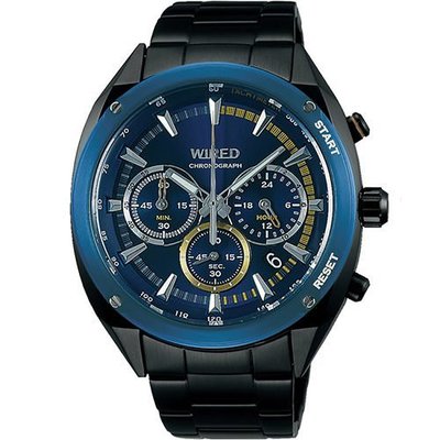 WIRED 急速冰炫風 AY8024X1 時尚三眼計時不鏽鋼腕錶/43mm/VK63-KMB0SD