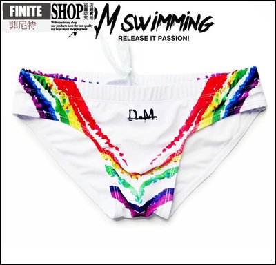 Finite-菲尼特-男泳褲 超低腰個性彩虹印花潮男泳裝三角性感青年時尚海邊潑水