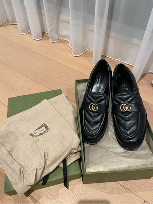 全新Gucci專櫃正品 黑色樂福鞋