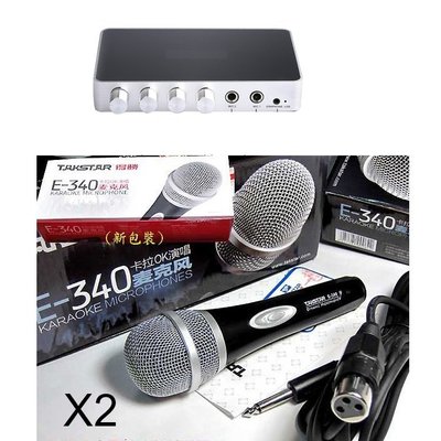 Rakoit KM200 迴音機+E340麥克風X2 液晶電視唱歌卡拉OK HDMI 4K ktv USB安博盒子混音機
