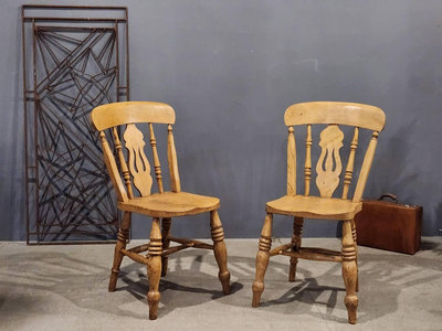 19世紀 英國 手工 全實木 百年 溫莎椅 木椅 歐洲古董老件(有一組四張)ch1000【卡卡頌  歐洲古董】✬