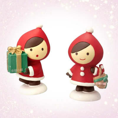 日本Decole concombre療癒商品 日本Otogicco 小紅帽吉祥物2022聖誕系列擺飾陶偶-提籃款禮物款