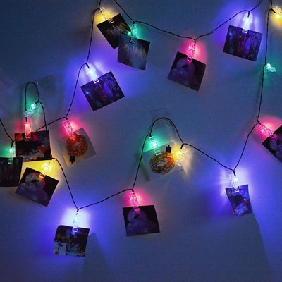 【綠市集】光控太陽能燈太陽能30LED照片夾子造型裝飾彩燈戶外防水聖誕樹節日Party串燈A0263-5