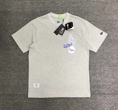 美國職棒MLB韓國版New era聯名LA洛杉磯灰色男女短袖T恤球衣