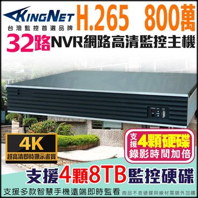 4K 32路NVR H.265 NVR 網路監控主機 8MP DVR 800萬 500萬 DVR 監控主機