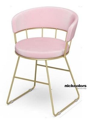 尼克卡樂斯 ~ 北歐風簡約圓弧椅背梳妝椅(絨布款/皮革款/多顏色) 餐椅 化妝椅 書桌椅 咖啡廳椅 椅子 電腦椅 辦公椅