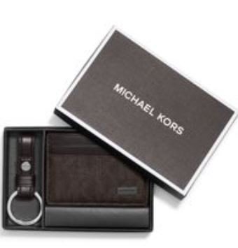 Michael Kors (全新正品) MK LOGO PVC 材質名片夾+皮革鑰匙圈禮盒組~特價1680含運