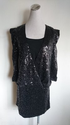 iROO 黑色亮片造型連身裙/洋裝(A56)