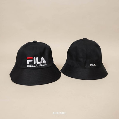 FILA BUCKET HAT 黑色 刺繡LOGO 鐘形帽 圓頂漁夫帽【HTV-5204】【HTV-5205】