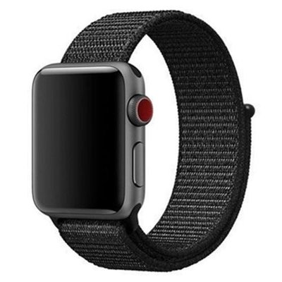 （全新）Apple Watch 精緻尼龍回環錶帶 適用42 44 45mm 副廠（圖二：純黑色/圖三：反光黑）