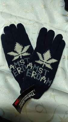3M Thinsulate保暖毛線手套 藏藍色楓葉