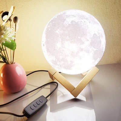 跨境USB直插月球燈月亮燈3D打印迷你地攤氛圍燈小夜燈夕陽裝飾燈