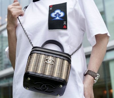 【COCO 精品專賣】Chanel AS1352 Rattan Vanity Case Bay 小型竹藍包 黑 現貨
