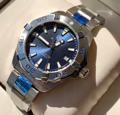 TAG HEUER Aquaracer 藍色面錶盤 銀色不鏽鋼錶帶 石英 男士手錶 WBD1112.BA0928 豪雅 競潜 300M
