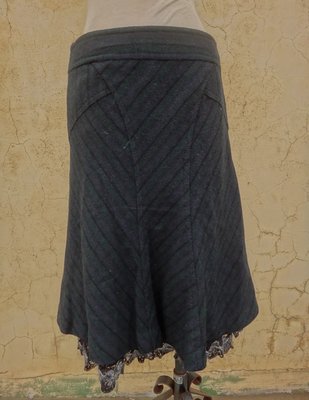 jacob00765100 ~ 正品 FASHION SHOW 流行秀 綠橫紋 羊毛裙 size: L
