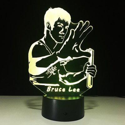李小龍 功夫 3D視覺立體燈 Bruce Lee七彩漸變氣氛 觸摸開關 錯覺燈 小夜燈趣味創意禮物