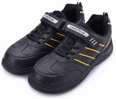 GOODYEAR 特工S 安全鞋 黏帶 鋼頭鞋 皮革面 防油防滑 CNS認證台灣製 黑黃GAMX83940