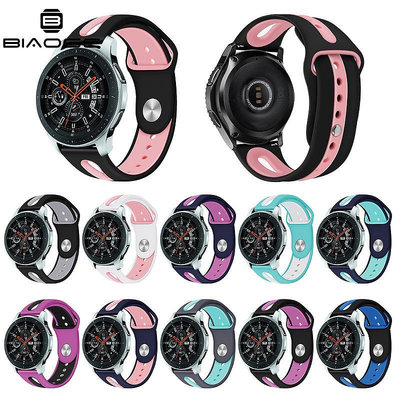 手錶帶 適用三星 Galaxy (46mm) SM-R800 watch手表中間開口雙色硅膠表帶