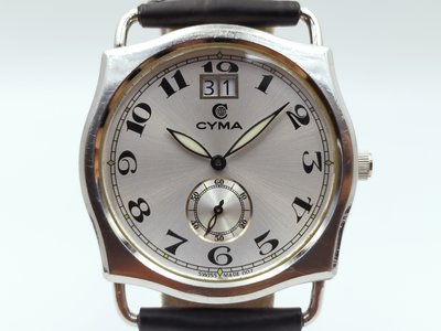 【CYMA】CYMA 司馬 瑞士錶 數字銀面 石英不銹鋼 大日期 6點小秒針 經典男錶 02-0410