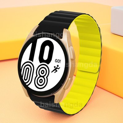 森尼3C-SAMSUNG 錶帶兼容三星 Galaxy Watch 4 40mm 44mm 42 / 46mm 矽膠磁扣更換錶帶-品質保證