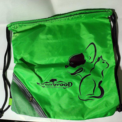 Blackwood 柏萊富 法鬥貓咪圖案 綠色防水束口後背包 攜帶方便
