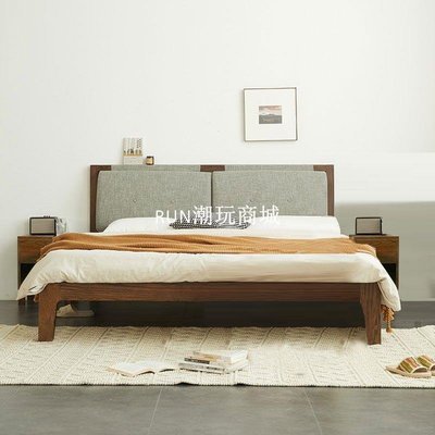 下殺-匯明創家實木床1.8米現代簡約主臥橡木雙人床1.5米家用1.2m單人床