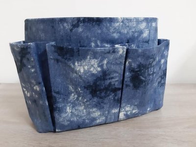 【小茉莉】特小型S號袋中袋-束口格層(cm)/包包收納/分隔袋→牛仔藍雲白