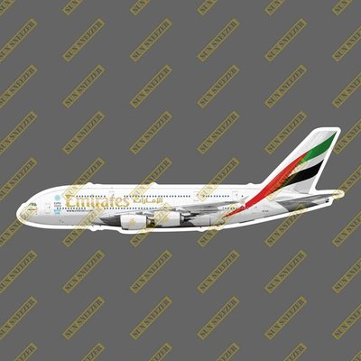 Emirates 阿聯酋航空 A380 擬真民航機貼紙 尺寸165mm