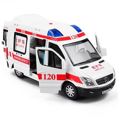 熱銷 模型車 卡威120救護車合金車模110警車模型回力車仿真汽車模型兒童玩具車