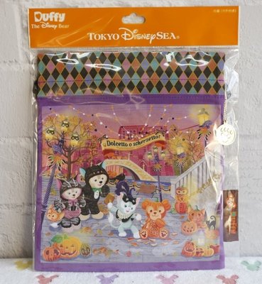 🌸Dona日貨🌸日本迪士尼海洋限定 2014萬聖節Duffy達菲熊雪莉玫畫家貓傑拉東尼舞會裝扮 束口袋/袋子 C41