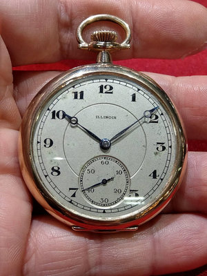 @@川美堂@@~~~1910年代美國伊利諾斯ILLINOIS古董包金殼19石機械懷錶