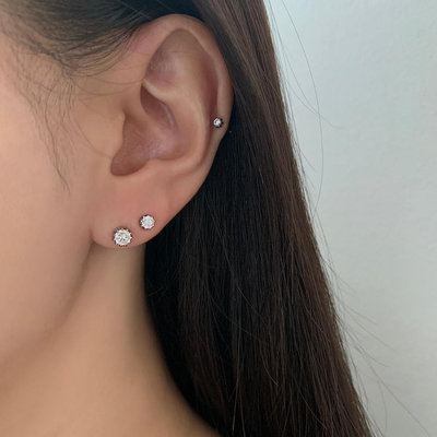 [Cozywhite] 3size Twinkle Cubic 手術鋼耳環 (滿599元免運)