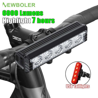 Newboler 6000 流明自行車燈超亮可充電自行車前燈 5 LED 防水手電筒鋁殼自行車燈