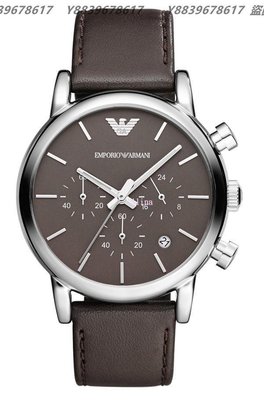 美國代購EMPORIO ARMANI 亞曼尼手錶 AR1734 小牛皮真皮錶帶 三眼計時腕錶 手錶