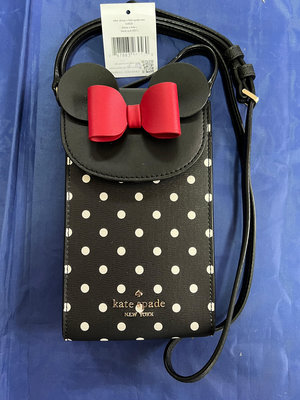 Kate Spade DISNEY x Kate Spade 迪士尼米妮點點造型手機斜背包(黑色) 全新含吊牌保證正品