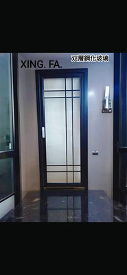 鋼化玻璃廁所浴室門~鈦美合金雙層鋼化玻璃門