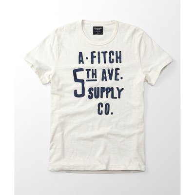 美國百分百【Abercrombie & Fitch】T恤 AF 短袖 T-shirt 短T 麋鹿 米白 S號 H548