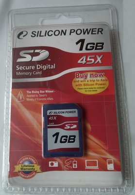 全新品 1G 廣穎電通 SD CARD記憶卡1GB 45X SP001GBSDC045V10 台灣製造 Secure