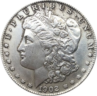 外國錢幣美國摩爾根美元1902 O 年仿古銀幣白銅鍍銀黑色古錢幣A2822