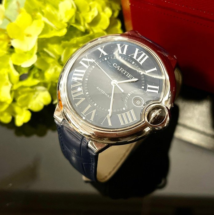 ANGIE✖香榭 Cartier BALLON BLEU 經典藍氣球 腕錶鱷魚皮錶帶 42MM 男女皆可 手錶 全新全配