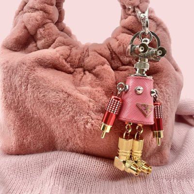 【現貨在台最低價】Prada專櫃真品1TR028 粉色 機器人 吊飾 / 鑰匙圈