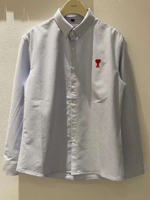 ╭☆包媽子店☆Ami Paris Bonjour 法式條紋長袖情侶款襯衫((3色))