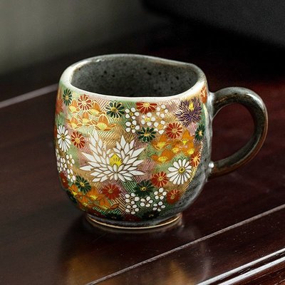 同合咖啡杯九谷燒金色花海馬克杯結婚禮物陶瓷情侶茶杯子咖啡杯子超夯 正品 現貨